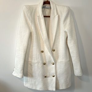 Zara Tweed Cream Blazer